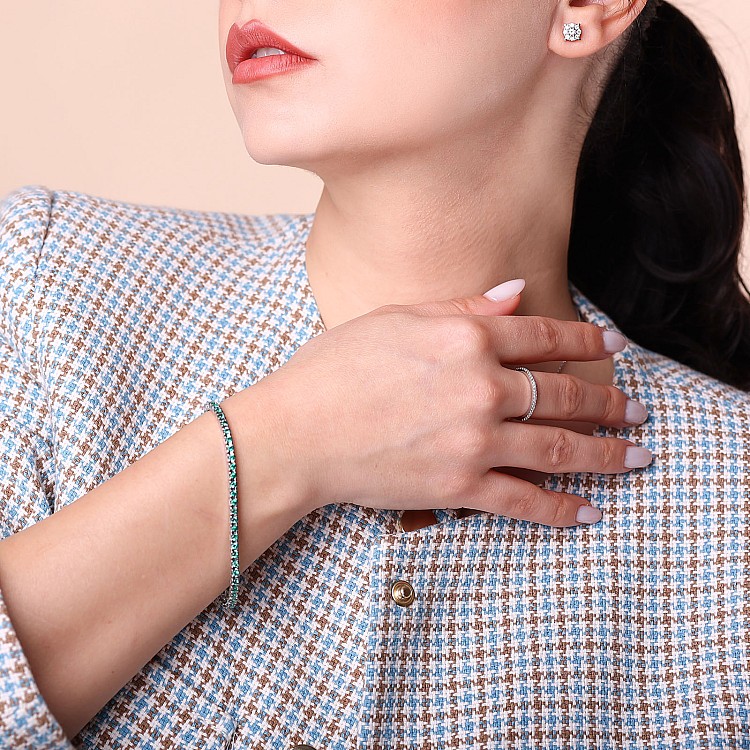 Bratara Tennis din Aur cu Smaralde - model br2694