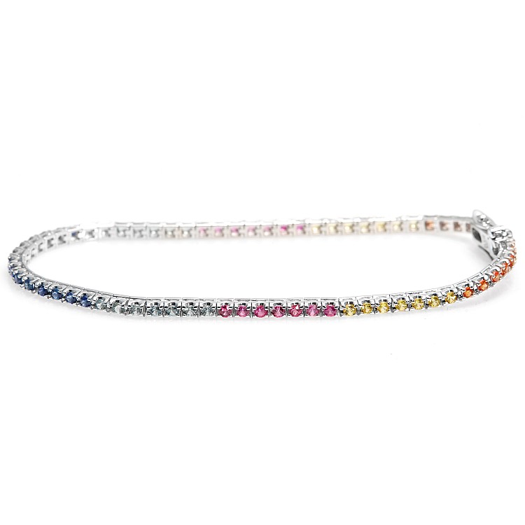 Bratara tennis din Aur cu Safire multicolore - model br2224