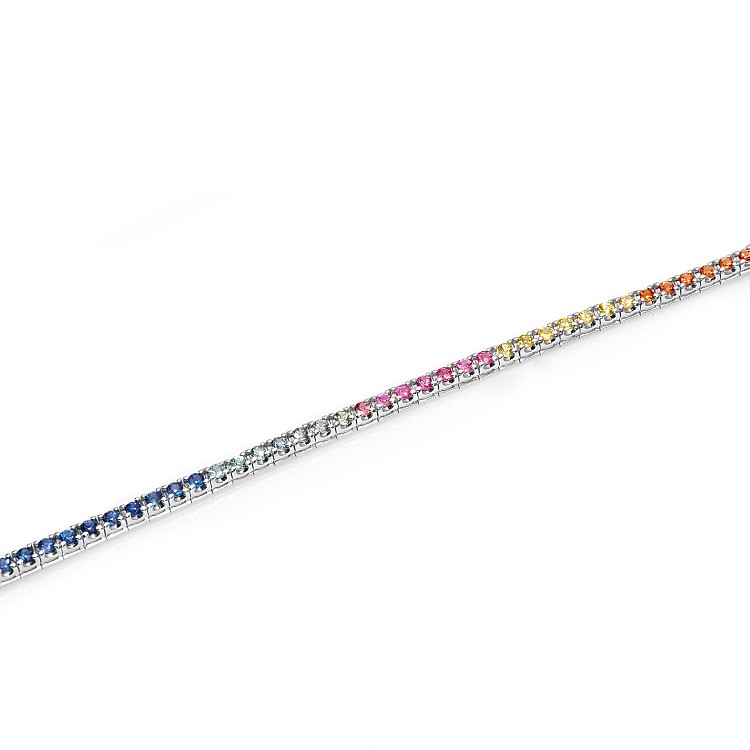 Bratara tennis din Aur cu Safire multicolore - model br2224