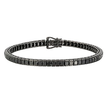 Bratara tennis din Aur negru si Diamante negre princess - model br2318