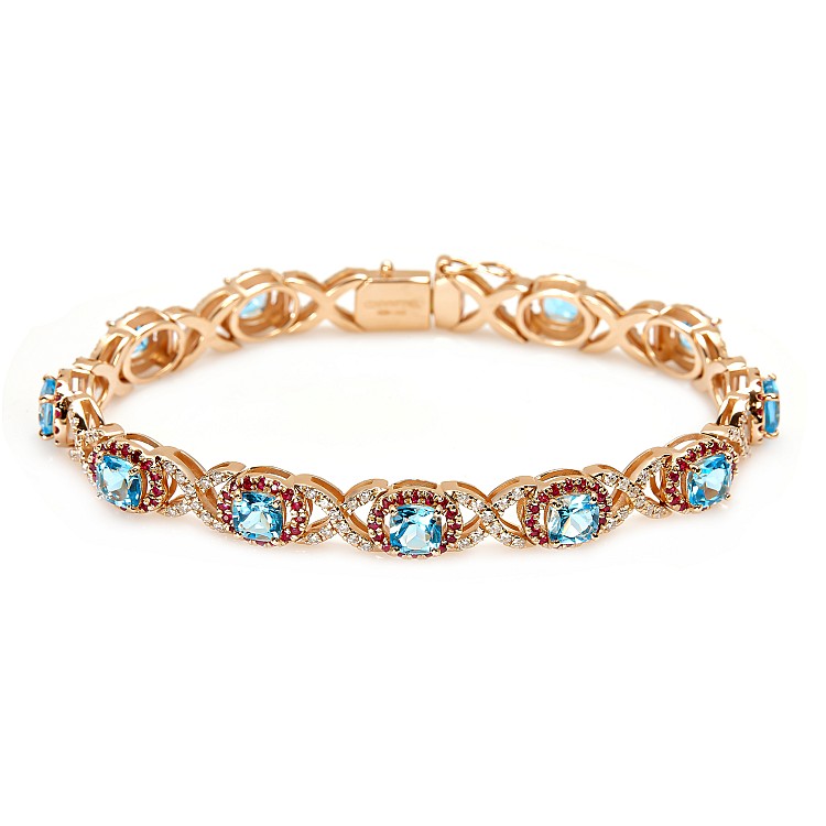 Bratara din Aur cu Diamante, Rubine si Topaze - model br2705