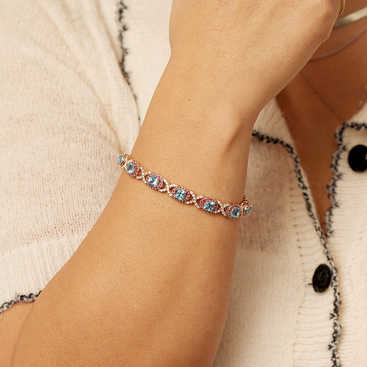 Bratara din Aur cu Diamante, Rubine si Topaze - model br2705