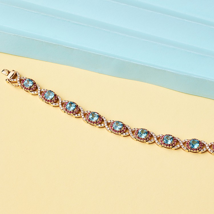 Bratara din Aur cu Diamante, Rubine si Topaze - model br2705