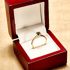 Inel de logodna i168dn model Tiffany din Aur cu Diamant Negru 0.20ct - 0.33ct