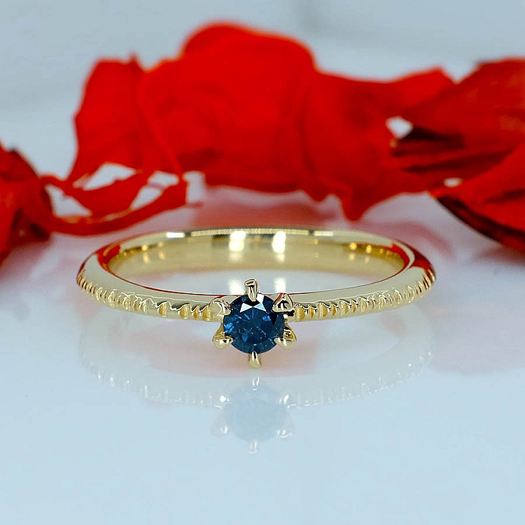 Inel de logodna din Aur 18k sau Platina cu Diamant Albastru 0.15ct - 0.25ct - model i220