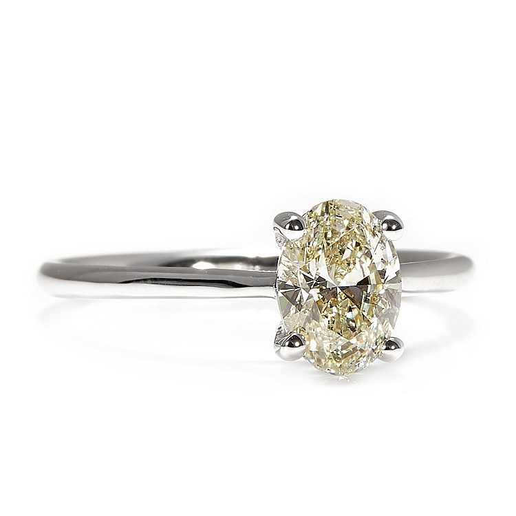 Inel de logodna Solitaire din Aur Alb 18k cu Diamant Oval 1.00ct Certificat GIA - model i1735