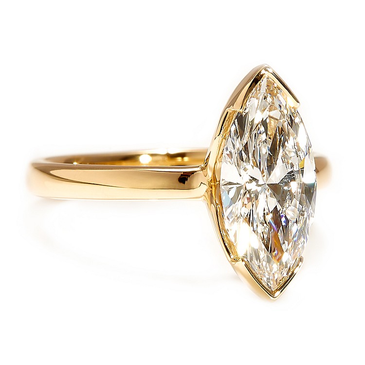 Inel de logodna din Aur 18k sau Platina cu Diamant Incolor Marquise Certificat GIA 1.00ct - model i4454