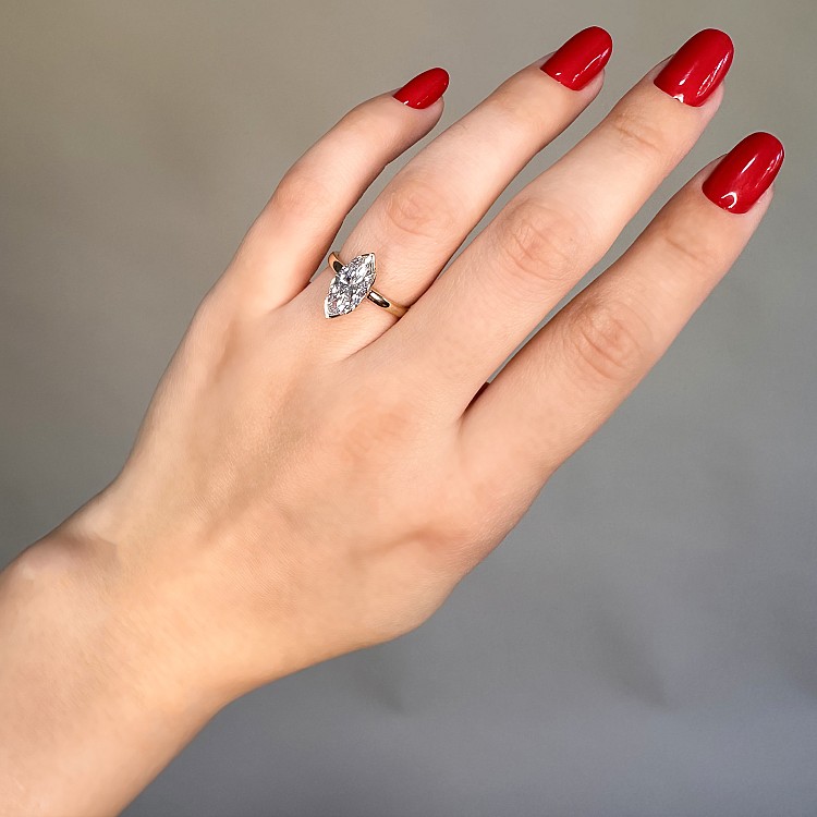 Inel de logodna din Platina cu Diamant Incolor Marquise Lab Grown Certificat IGI de 1.00ct - model i4454