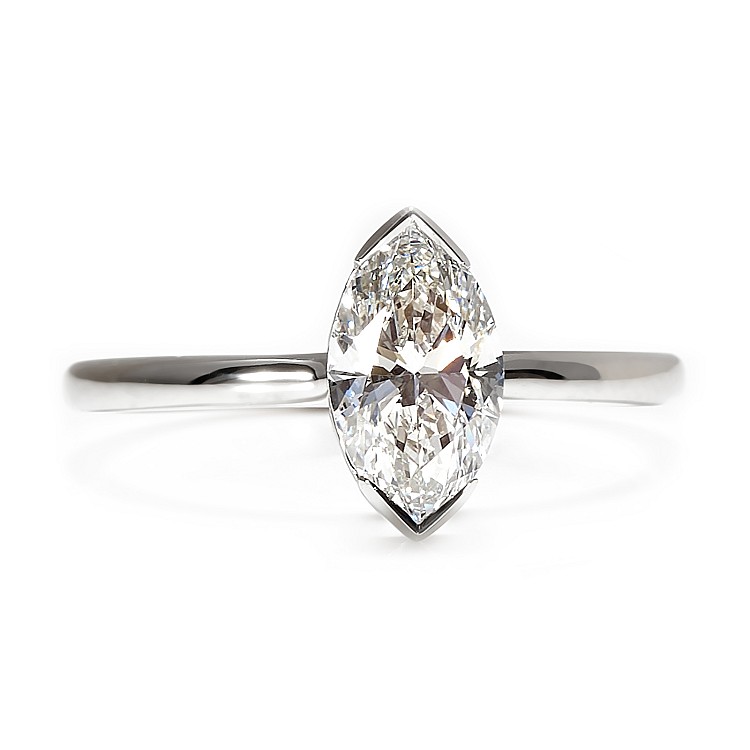 Inel de logodna din Platina cu Diamant Incolor Marquise Lab Grown Certificat IGI de 1.00ct - model i4454