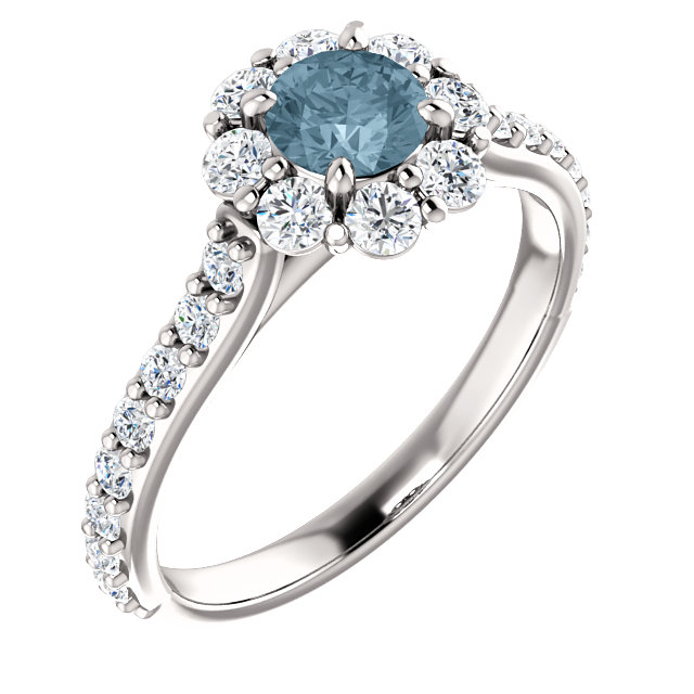 Inel Cadou din Aur 18k sau Platina cu Diamant Albastru si Diamante - model i122092