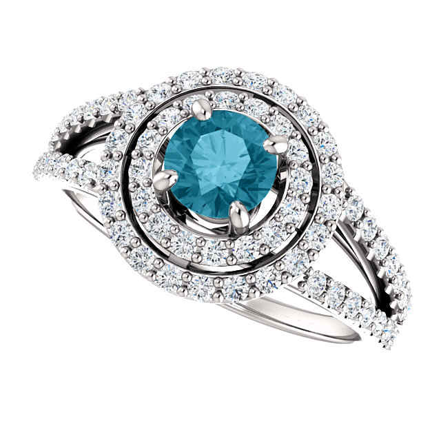 Inel de logodna din Aur 18k sau Platina cu Diamant Albastru si Diamante - model i122101