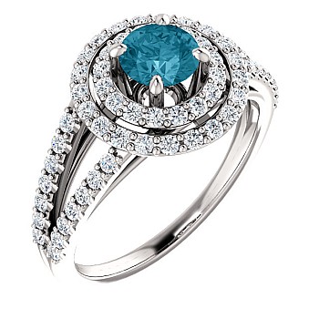 Inel de logodna din Aur 18k sau Platina cu Diamant Albastru si Diamante - model i122101