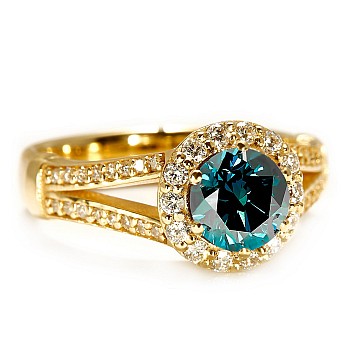 Inel de logodna din Aur 18k sau Platina cu Diamant Albastru si Diamante - model i122311