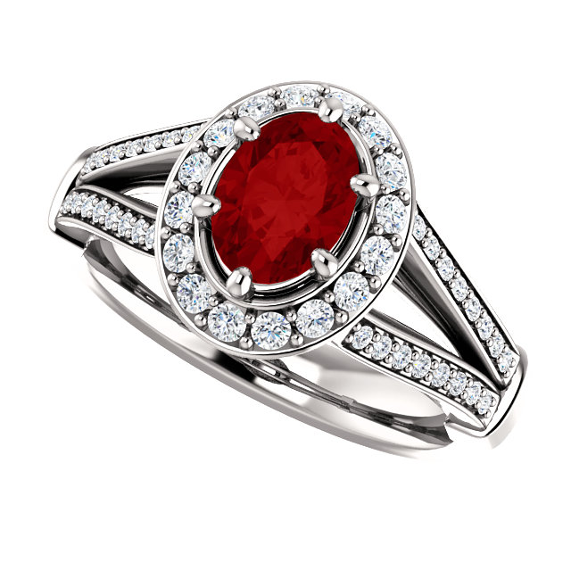 Inel de logodna din Aur 18k sau Platina cu Rubin si Diamante - model i122311