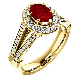 Inel de logodna din Aur 18k sau Platina cu Rubin si Diamante - model i122311