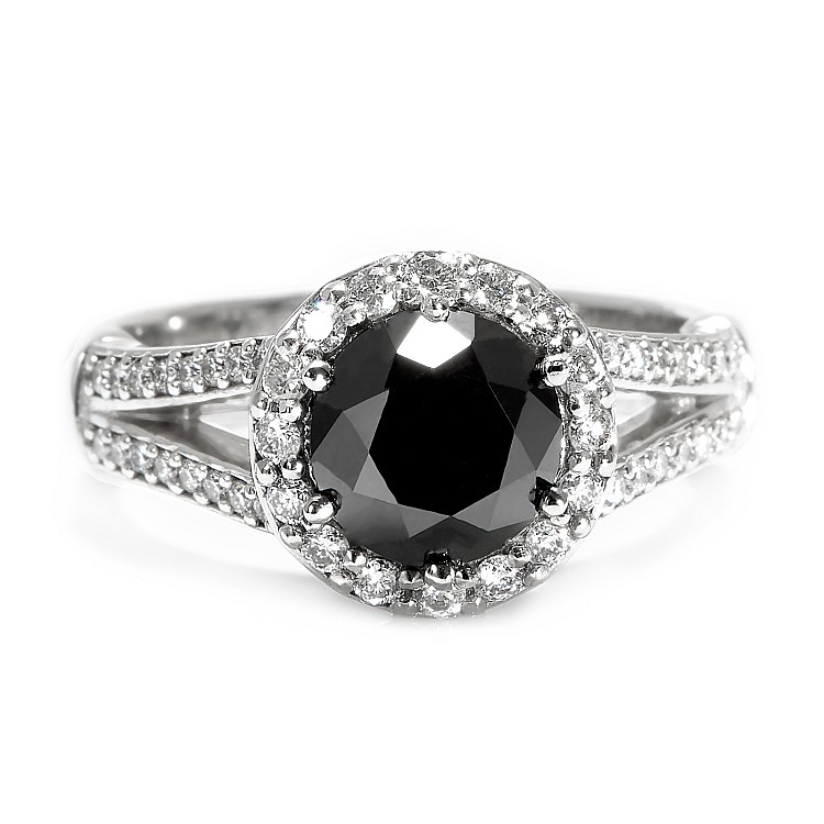 Inel de logodna din Aur 18k sau Platina cu Diamant Negru si Diamante - model i122311