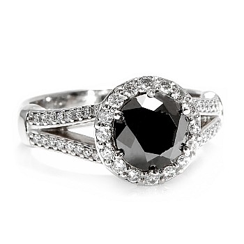 Inel de logodna din Aur 18k sau Platina cu Diamant Negru si Diamante - model i122311