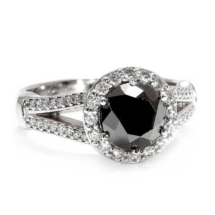 Inel de logodna din Aur 18k sau Platina cu Diamant Negru si Diamante - model i122311