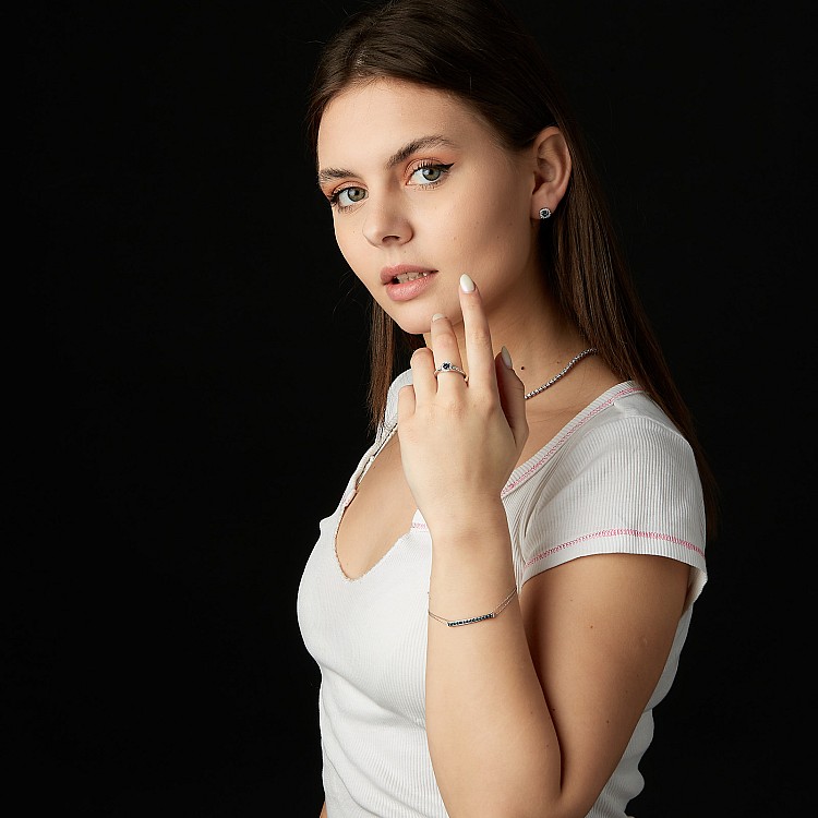 Inel de logodna din Aur 18k sau Platina cu Diamant central Albastru - model i122699