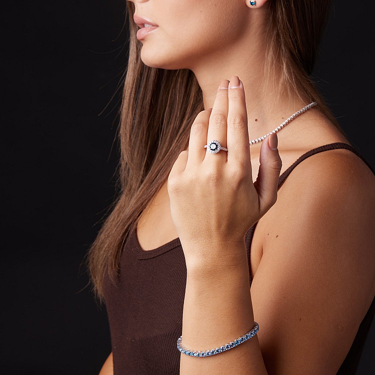 Inel de logodna din Aur 18k sau Platina cu Diamant Albastru si Diamante - model i2159