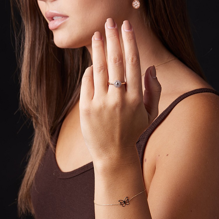 Inel de logodna Anturaj din Aur 18k cu Diamant Briliant certificat GIA - model i030