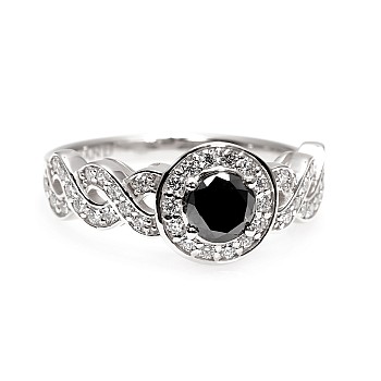Inel de logodna din Aur 18k sau Platina cu Diamant Negru si Diamante - model i2675