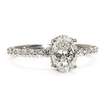 Inel de logodna Anturaj stil Tiffany din Platina cu Diamant Oval de 2.00ct Certificat GIA - model i4054