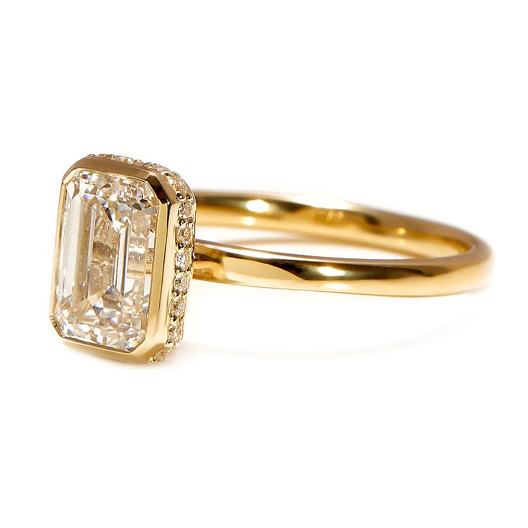 Inel de logodna Anturaj din Aur 18k sau Platina cu Diamant Emerald Certificat GIA 1.00ct - model i4522