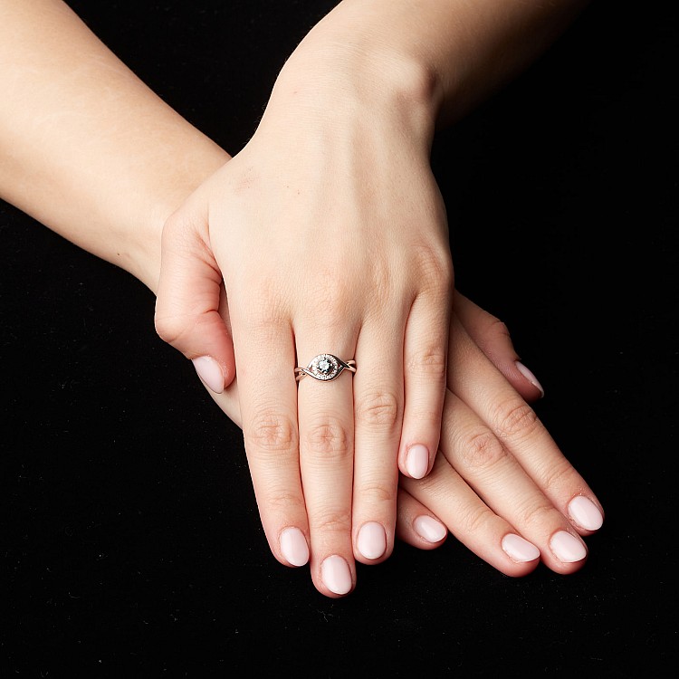 Inel de logodna din Aur 18k sau Platina cu Diamant Albastru si Diamante - model i590