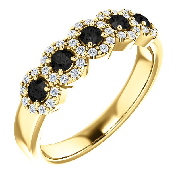 Inel Cadou din Aur cu Diamante Negre si Incolore - model i122830