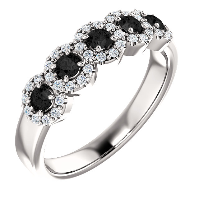 Inel Cadou din Aur cu Diamante Negre si Incolore - model i122830