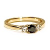 Inel de logodna Three Stone din Aur Galben 14k cu Diamant Negru si Diamante Incolore - model i025