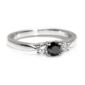 Inel de logodna din Aur 18k sau Platina cu Diamant Negru si Diamante - model i025