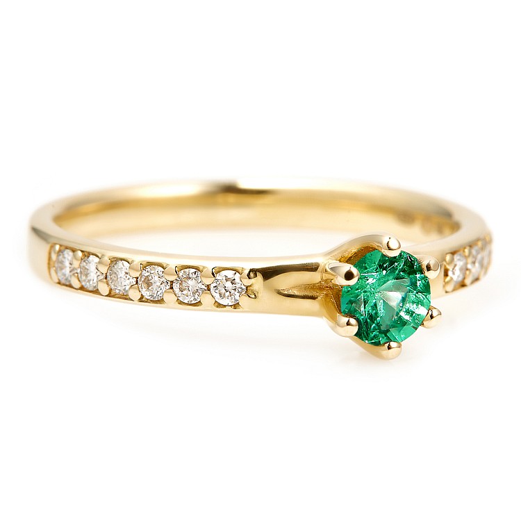 Inel de logodna din Aur 18k sau Platina cu Smarald si Diamante - model i057