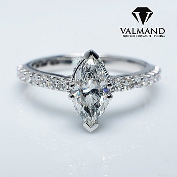 Inel de Logodna din Aur 18k sau Platina cu Diamant Marquise Certificat GIA 1.00ct - model i1050