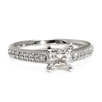 Inel de Logodna din Aur 18k sau Platina cu Diamant Central Princess Certificat GIA 1.00ct - model i1218