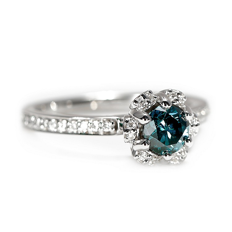 Inel de logodna din Aur 18k sau Platina cu Diamant Albastru si Diamante - model i121997