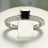 Inel de logodna din Aur 18k sau Platina cu Diamant Negru Princess si Diamante - model i122096