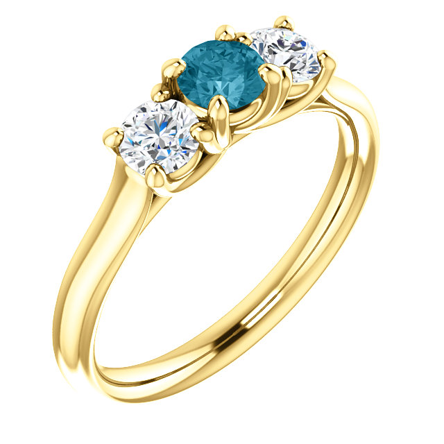 Inel de logodna din Aur 18k sau Platina cu Diamant Albastru si Diamante - model i122105