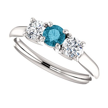 Inel de logodna din Aur 18k sau Platina cu Diamant Albastru si Diamante - model i122105