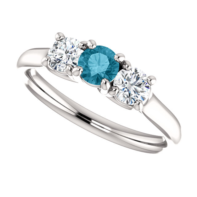 Inel de logodna din Aur 18k sau Platina cu Diamant Albastru si Diamante - model i122105