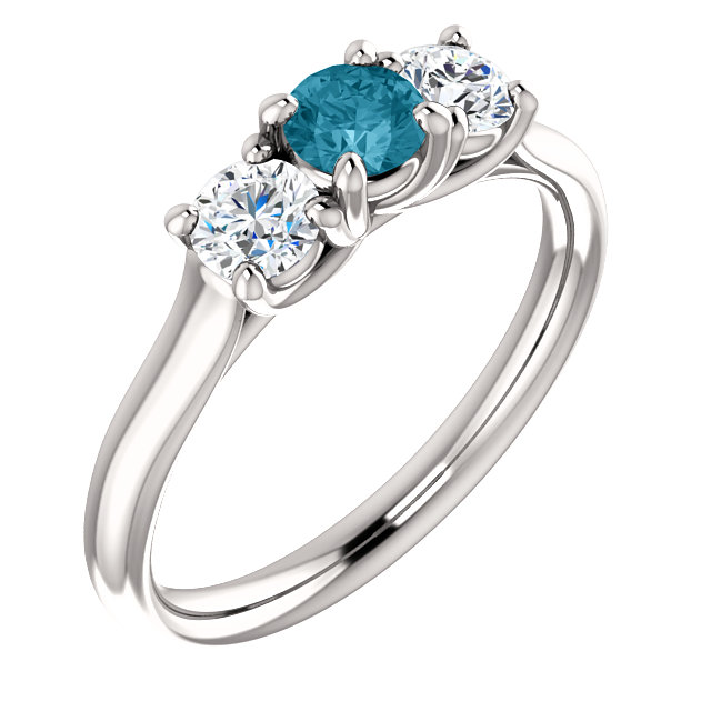 Inel de logodna din Aur 18k sau Platina cu Diamant Albastru si Diamante - model i122105