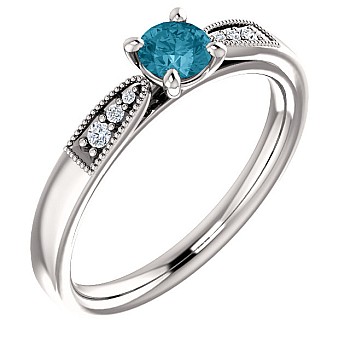 Inel de logodna din Aur 18k sau Platina cu Diamant Albastru - model i122395