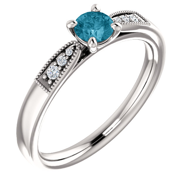 Inel de logodna din Aur 18k sau Platina cu Diamant Albastru - model i122395