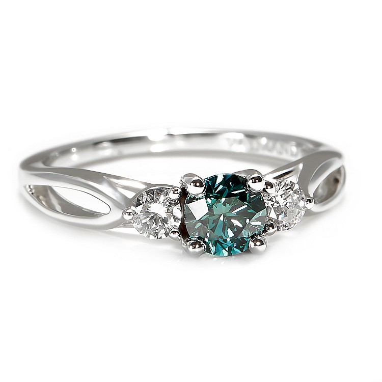 Inel de logodna din Aur 18k sau Platina cu Diamant Albastru si Diamante - model i122513