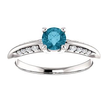 Inel de logodna din Aur 18k sau Platina cu Diamant Albastru si Diamante - model i122701