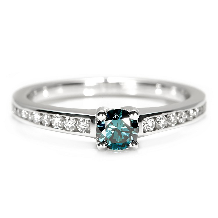 Inel Cadou din Aur 18k sau Platina cu Diamant Albastru si Diamante - model i122866