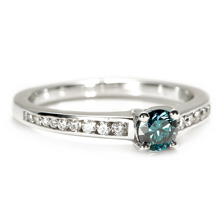 Inel Cadou din Aur 18k sau Platina cu Diamant Albastru si Diamante - model i122866