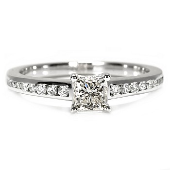 Inel de logodna din Aur Alb 18k cu Diamant Princess 0.40ct Certificat GIA i122866DipDi
