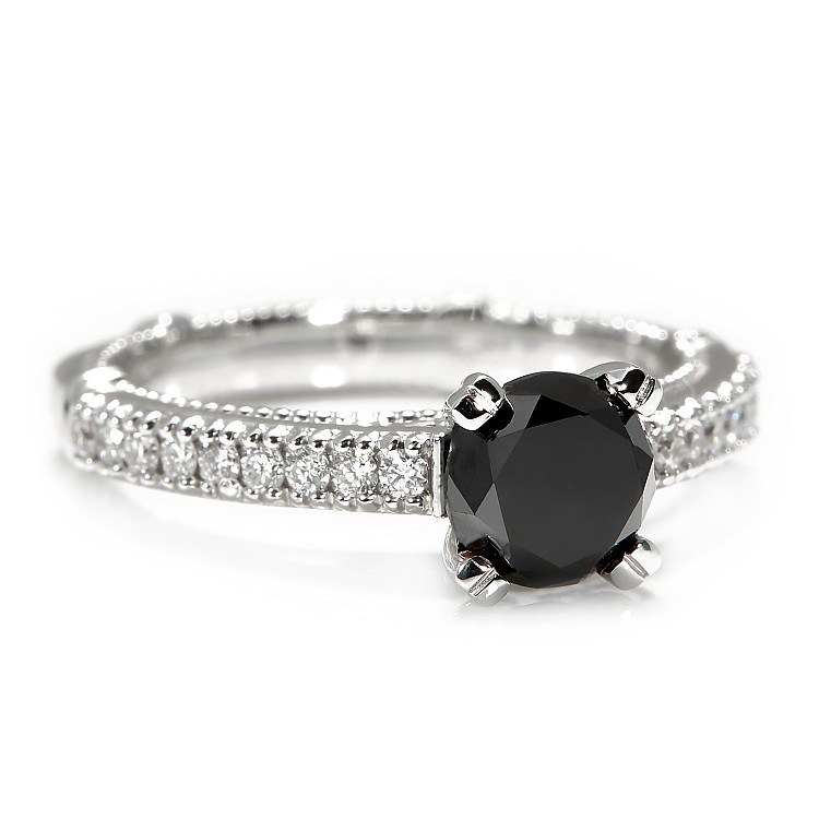 Inel de logodna model Verragio din Aur 18k sau Platina cu Diamant Negru si Diamante - model i636